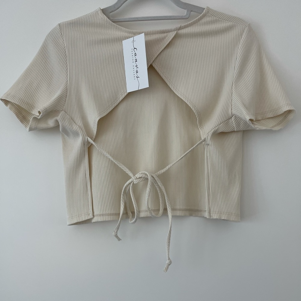 Cream open back top
